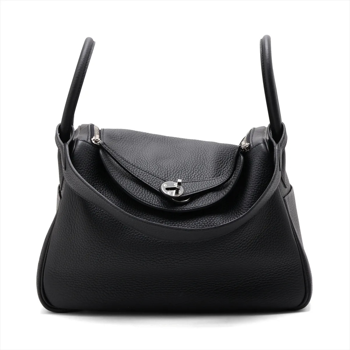 Hermès Lindy 30 Taurillon Clemence Black Silver Metal Fittings
