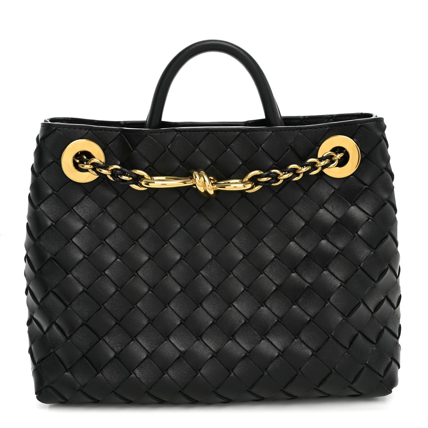 Bottega Veneta Nappa Intrecciato Small Andiamo Shoulder Bag Black