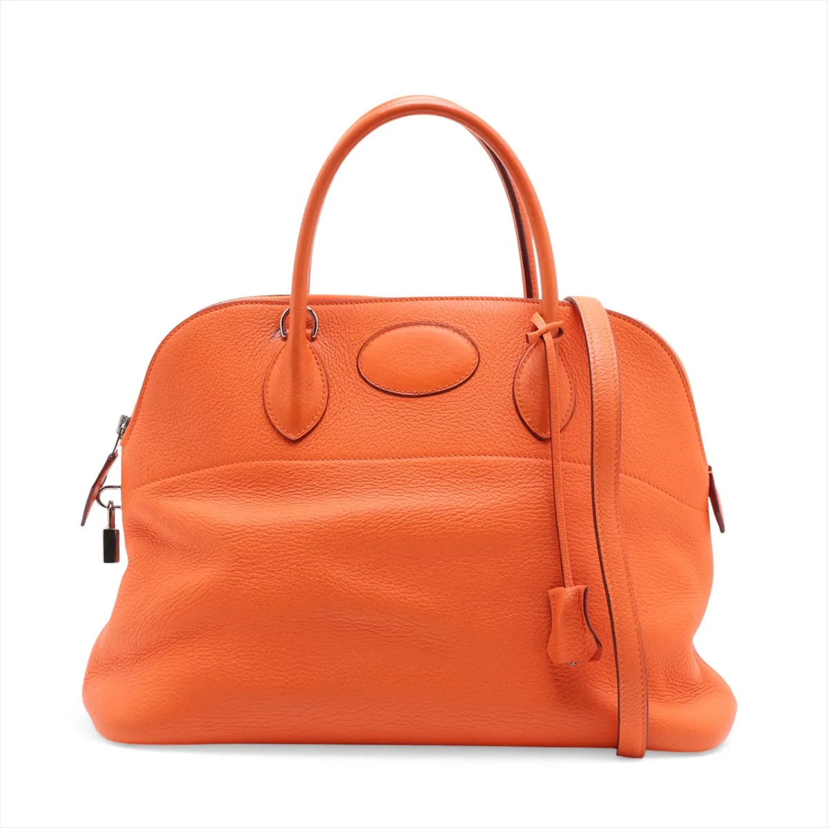 Hermès Bolide 35 Taurillon Clemence Orange Silver Metal Fittings