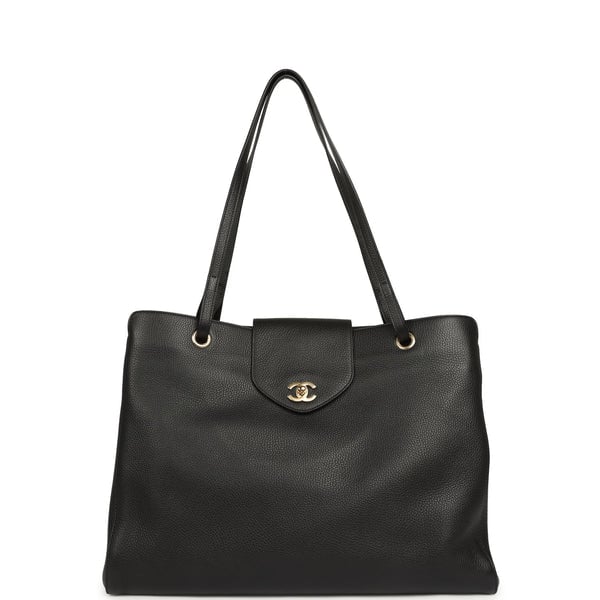 Chanel XXL "It Girl" Shopping Tote Black Grained Calfskin Gold Hardware