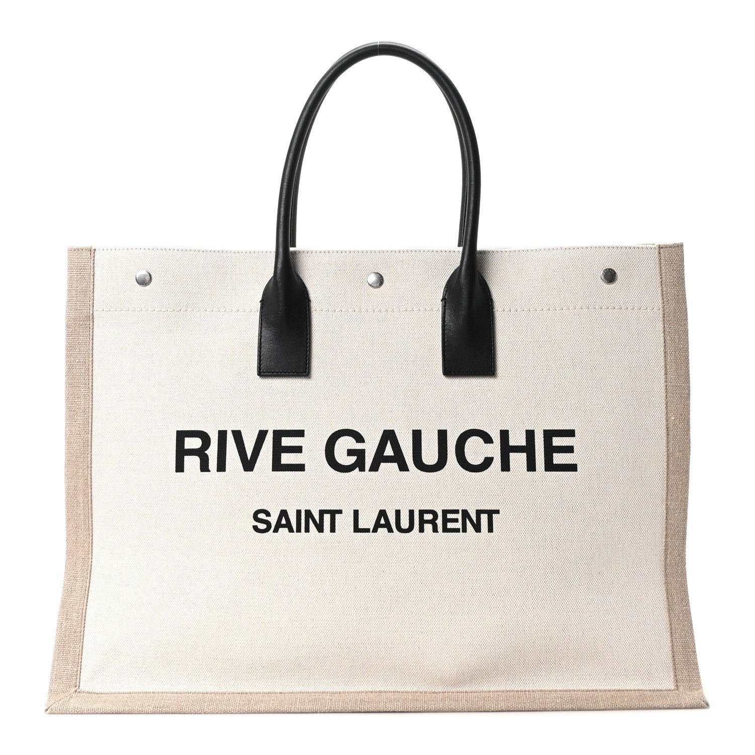 Saint Laurent Linen Calfskin Small Rive Gauche Tote Greggio Natural
