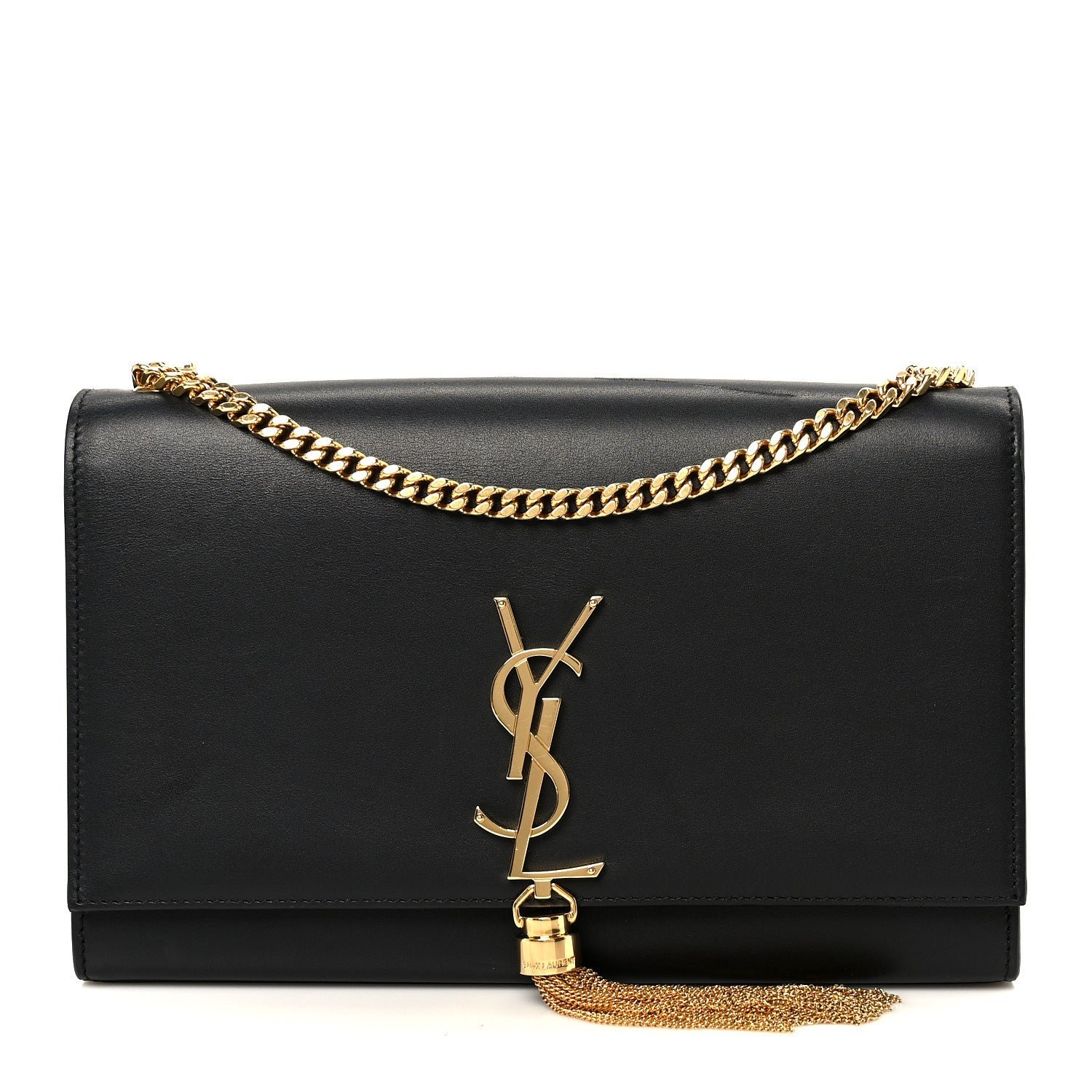 Saint Laurent Smooth Calfskin Medium Classic Monogram Kate Tassel Satchel Black