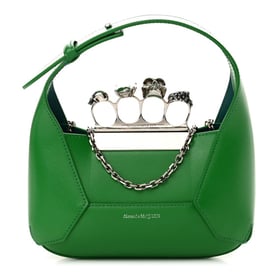 Alexander McQueen Calfskin Mini The Jeweled Hobo Green