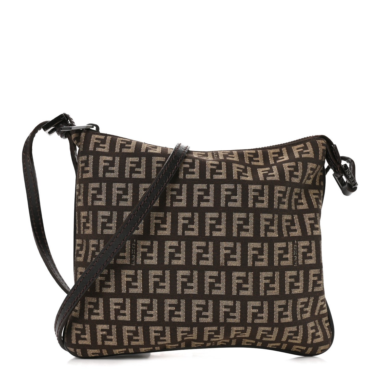Fendi Zucchino Crossbody Dark Brown