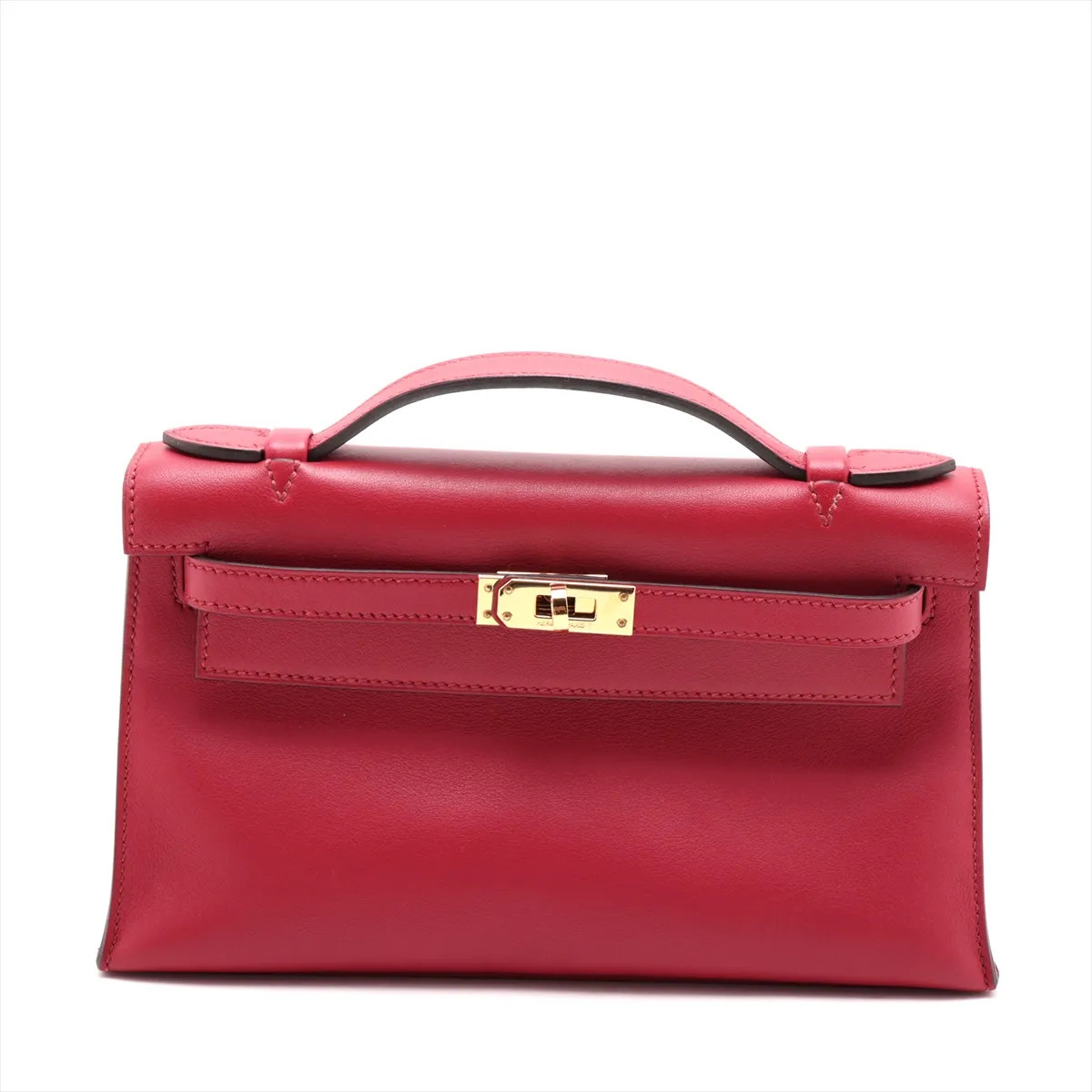 Hermès Pochette Kelly Mini Veau Swift Rouge Grenat Gold Metal Fittings