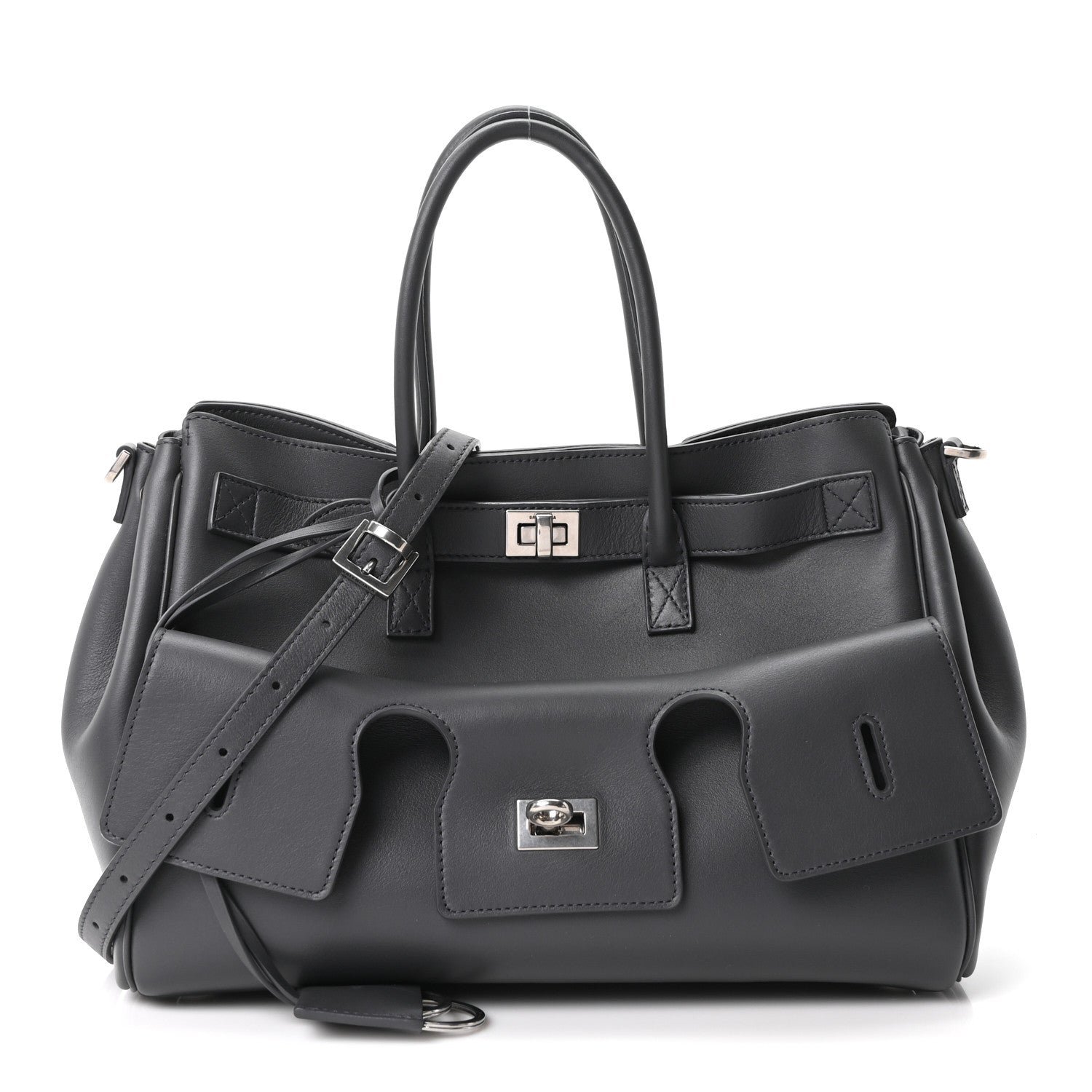 Balenciaga Smooth Calfskin Small Bel Air Carry All Bag Grey