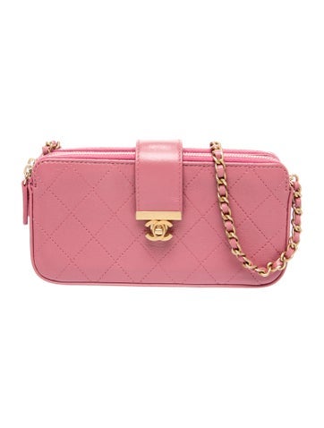 Quilted Double Zip Clutch w/ Chain