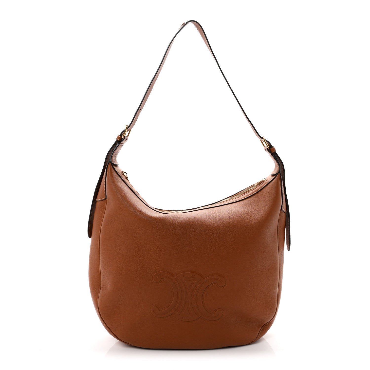 Celine Supple Calfskin Large Triomphe Heloise Shoulder Bag Tan