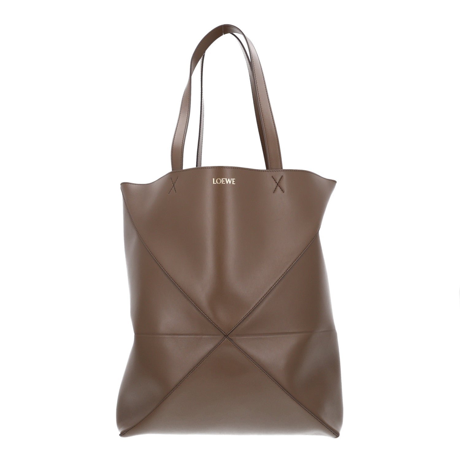 Loewe Shiny Calfskin Large Puzzle Fold Tote Khaki Green