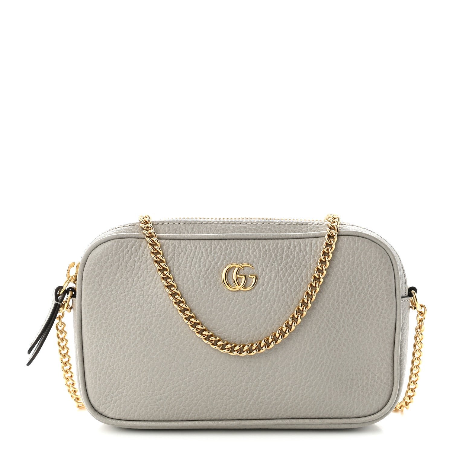 Gucci Dollar Calfskin Super Mini GG Marmont Chain Shoulder Bag Deep Grey