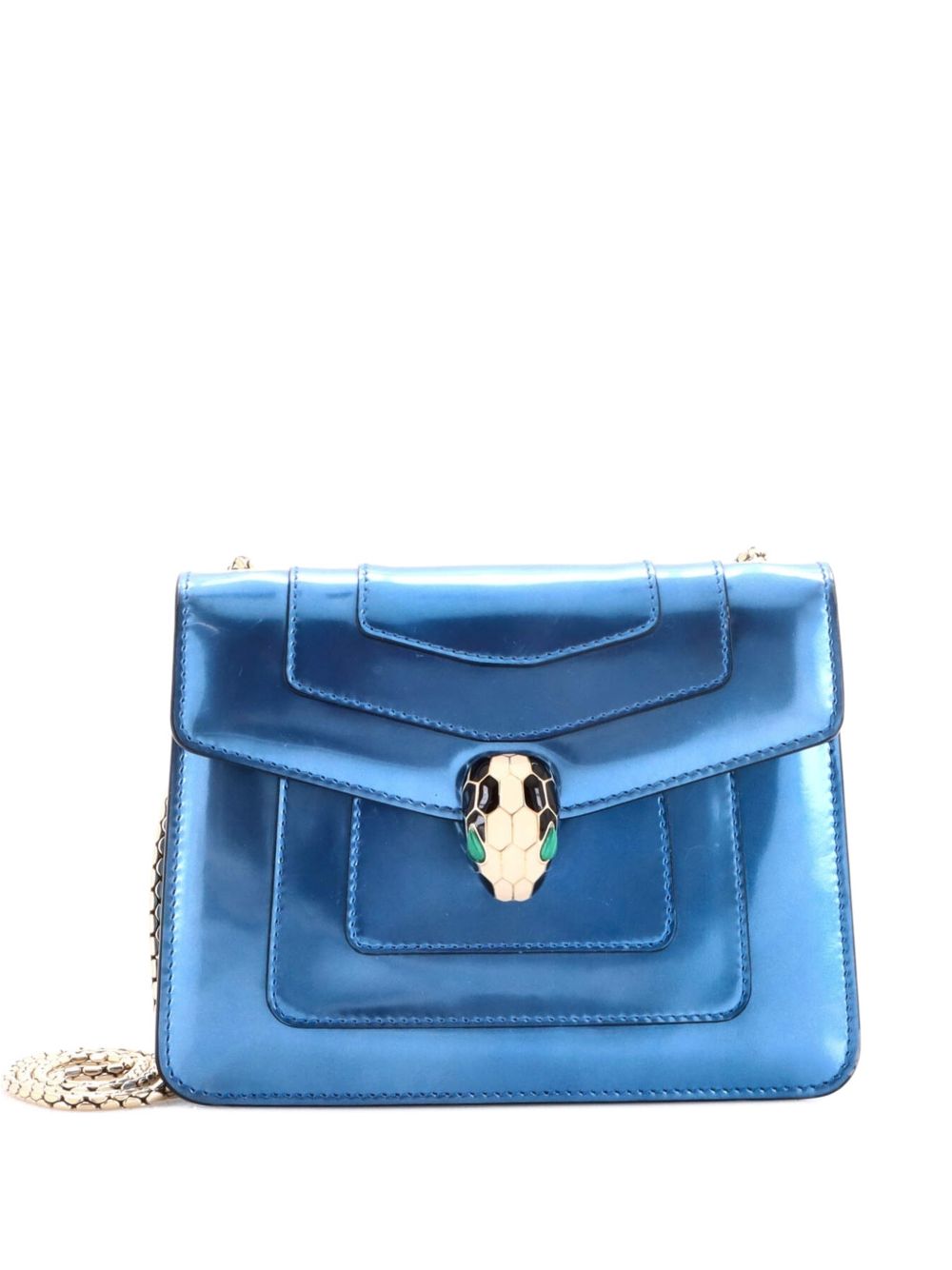 Serpenti Forever Square Metallic Leather Small shoulder bag