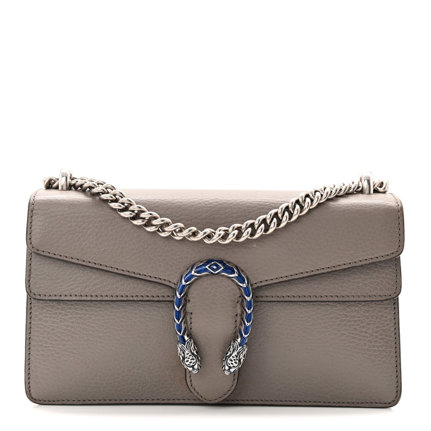 Gucci Dollar Calfskin Enamel Small Dionysus Shoulder Bag Dusty Grey Electric Blue