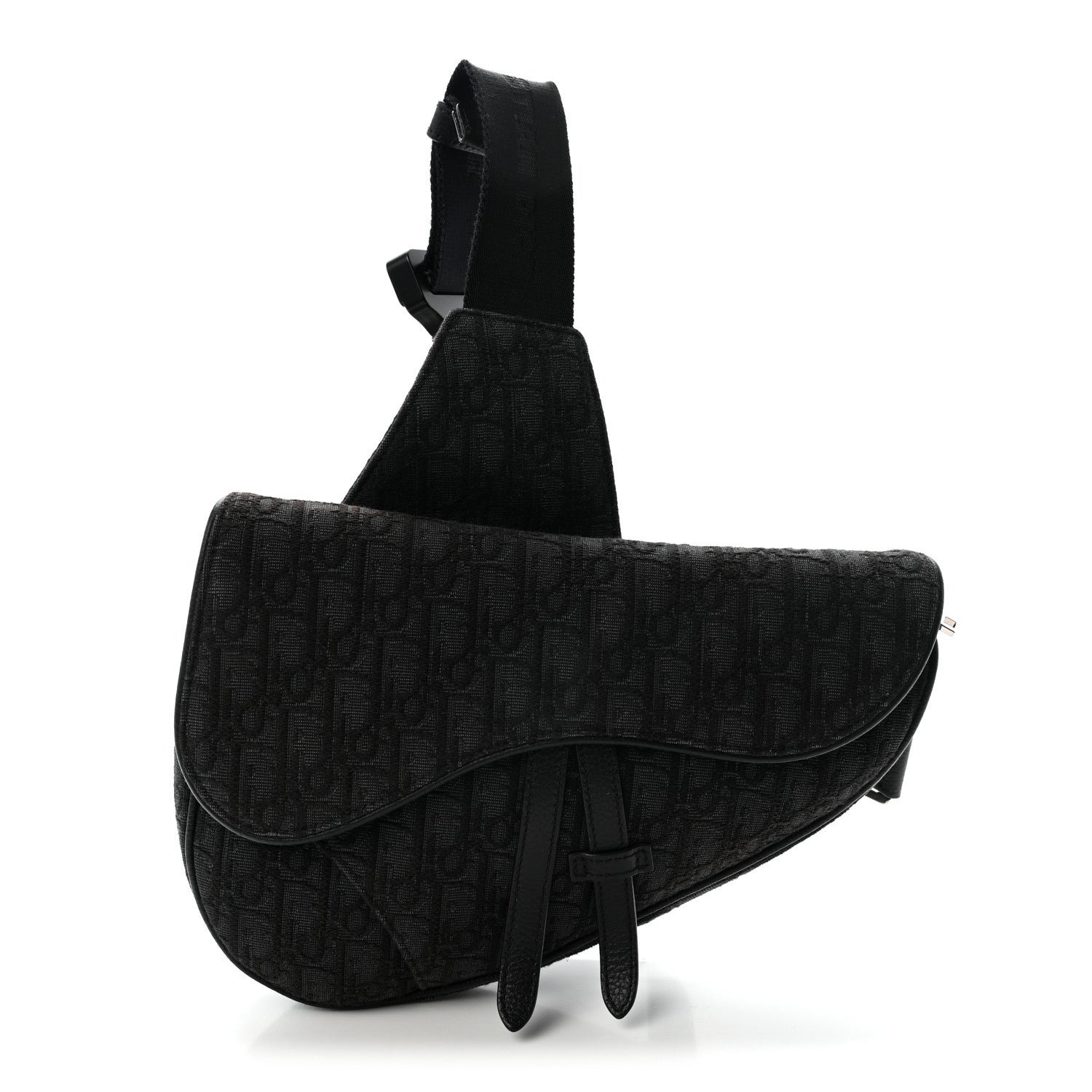 Christian Dior Oblique Mens Saddle Bag Black Blue