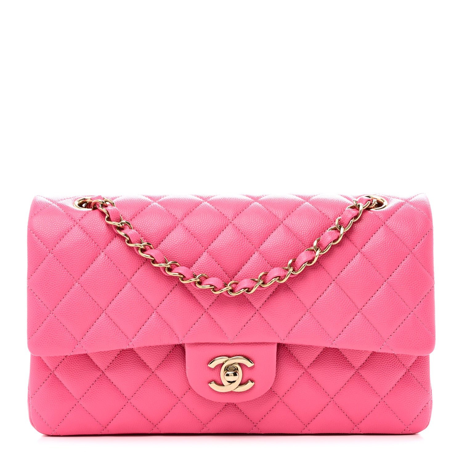 Chanel Caviar Quilted Medium Double Flap Pink