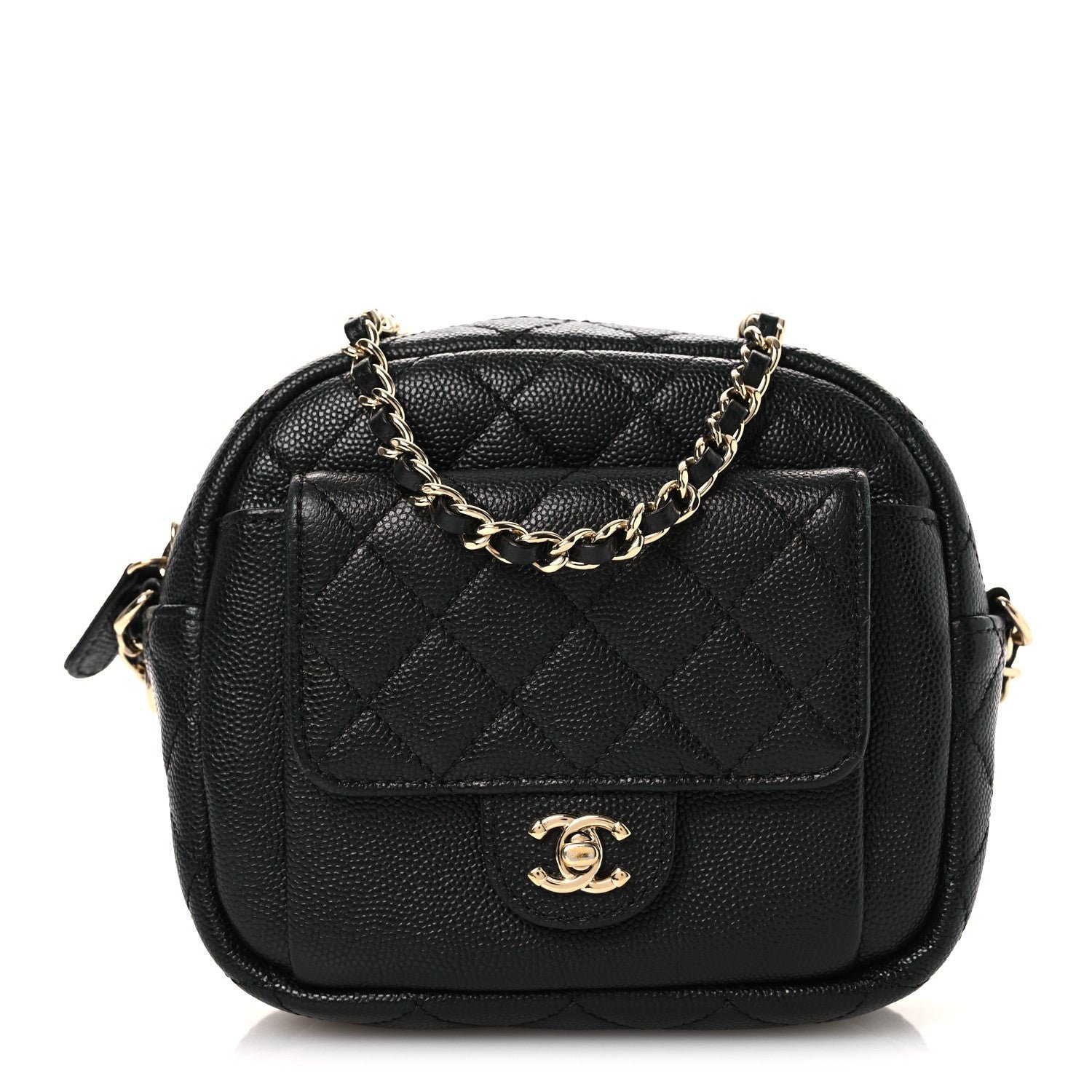 Chanel Caviar Quilted CC Day Camera Case Black