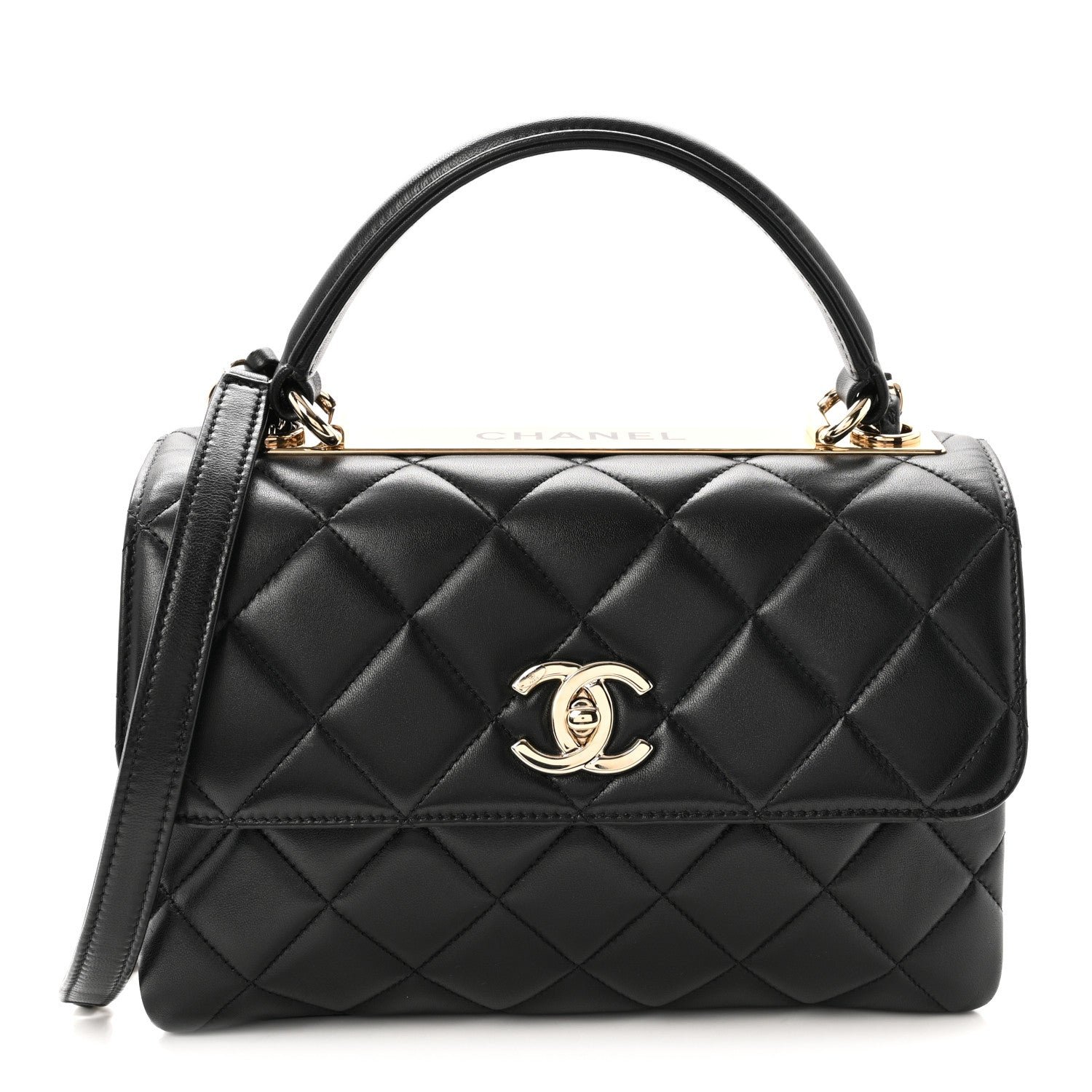 Chanel Lambskin Quilted Small Trendy CC Dual Handle Flap Bag Black