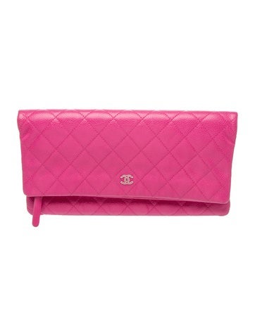 CC Caviar Foldover Clutch