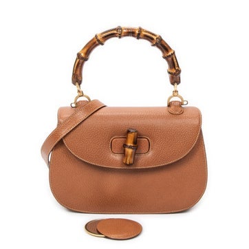 Leather Medium Bamboo Top Handle Flap