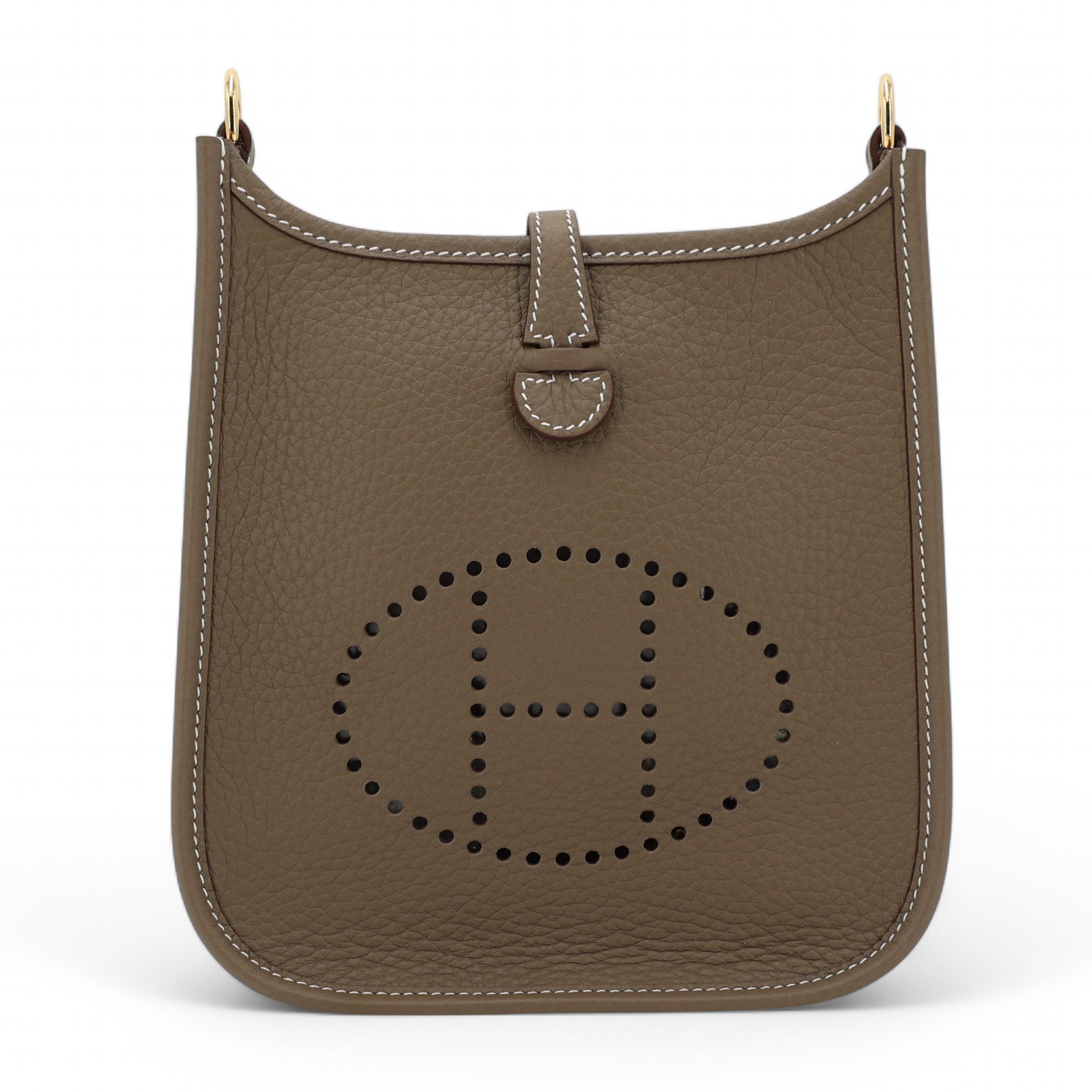 Brand New ( Rank N ) HERMÈS Mini Evelyne 16 Amazone 112cm Etoupe (18) Clemence Gold hardware W (2024)