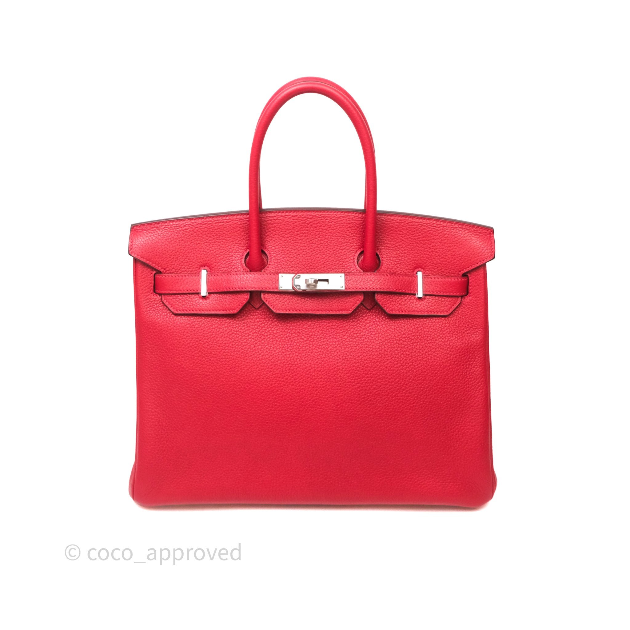 Hermès Retourne Birkin 35 Red Togo Palladium Hardware