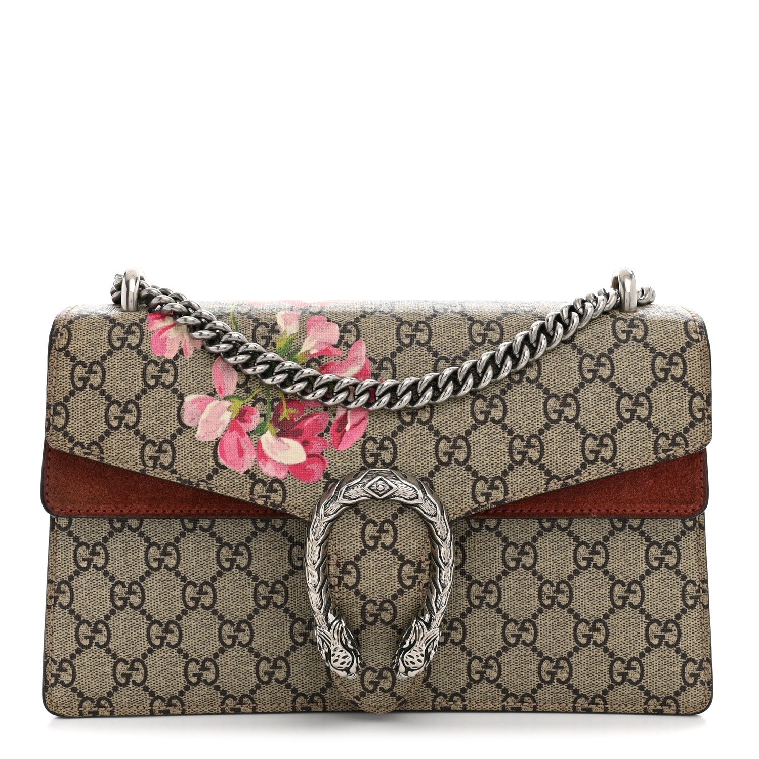 Gucci GG Supreme Monogram Blooms Small Dionysus Shoulder Bag Beige Multicolor Dry Rose