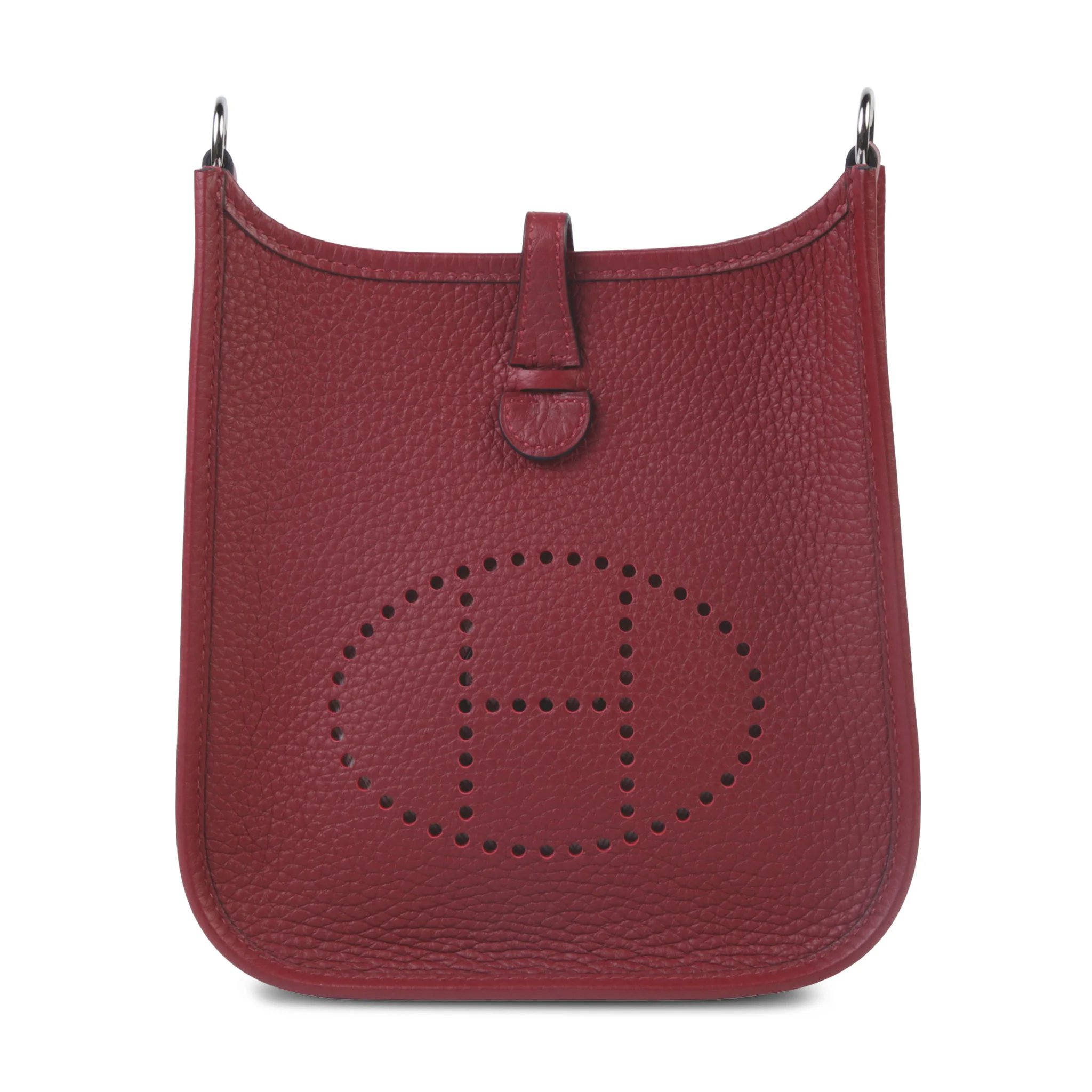 Unused ( Rank NS ) HERMÈS Mini Evelyne 16 Amazone 89cm Rouge H (55) Clemence Palladium hardware K (2025)