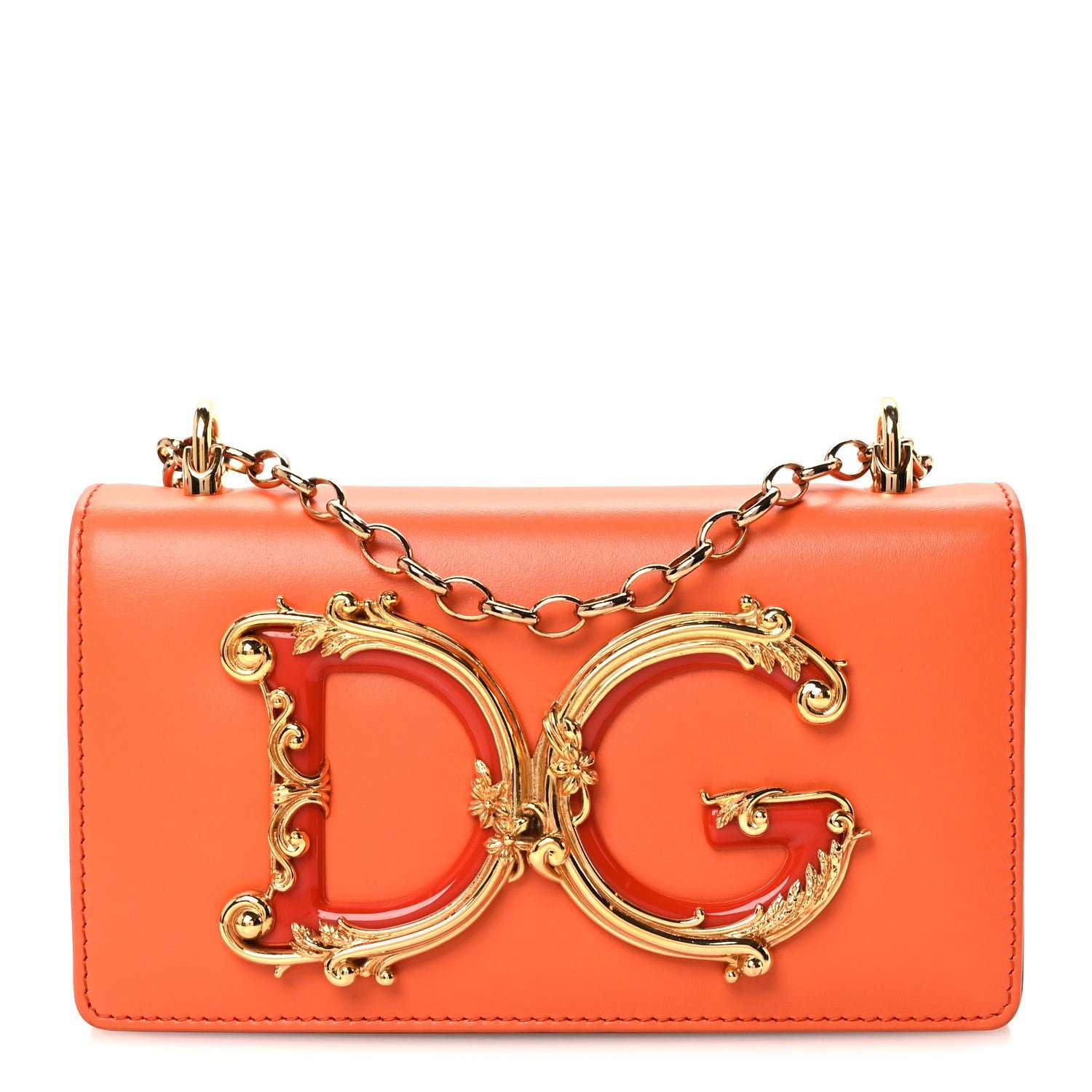 Dolce & Gabbana Nappa DG Girls Shoulder Bag Orange
