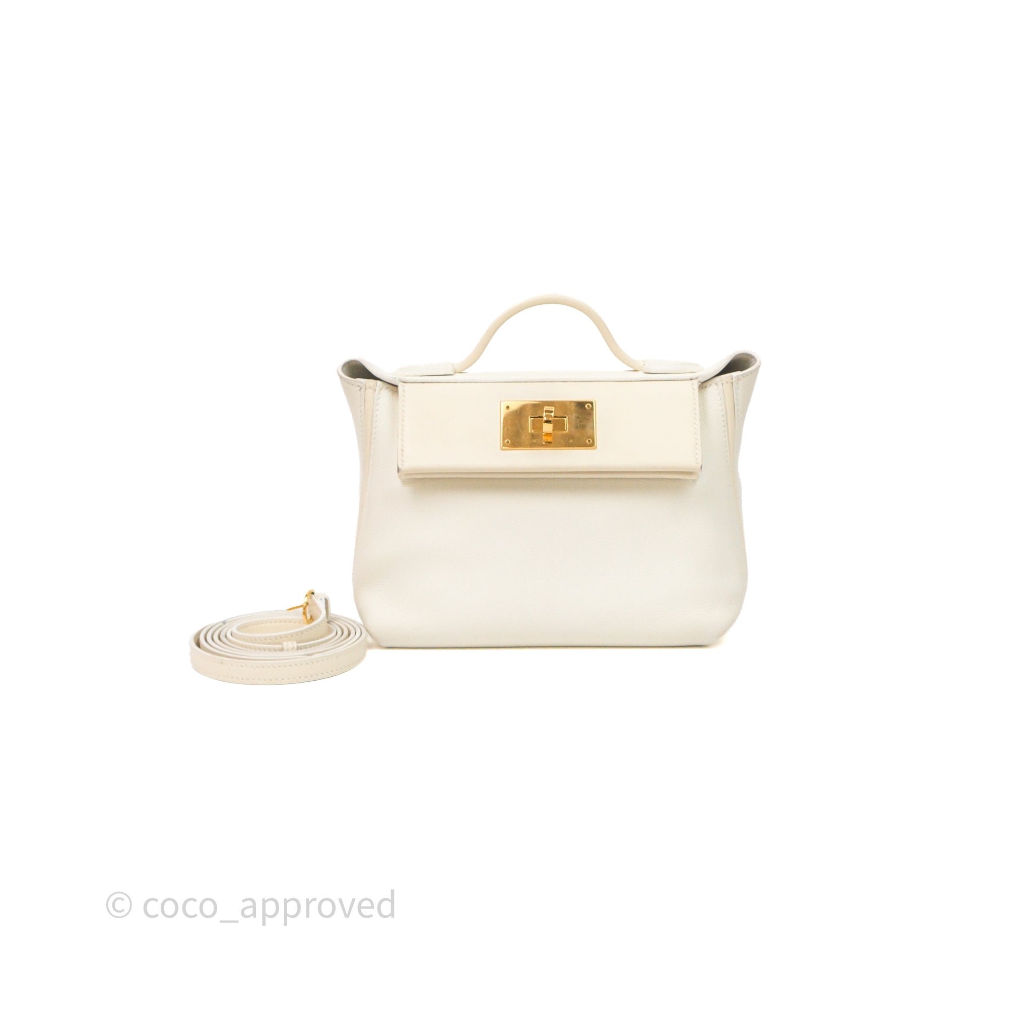 Hermès 24/24 21 Mini Blanc/Nata Evercolour/Swift Gold Hardware