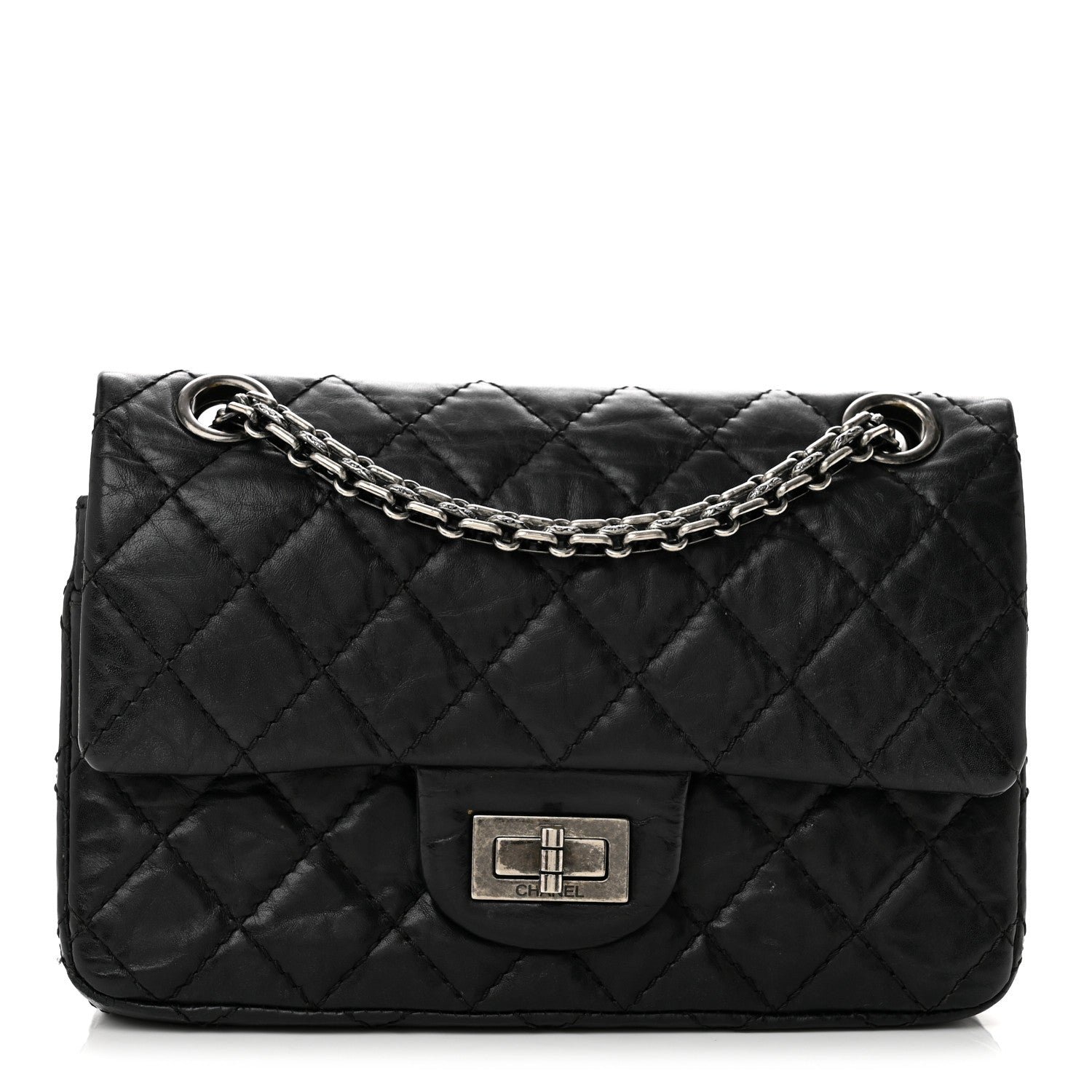 Chanel Aged Calfskin Quilted 2.55 Reissue Mini Flap Black