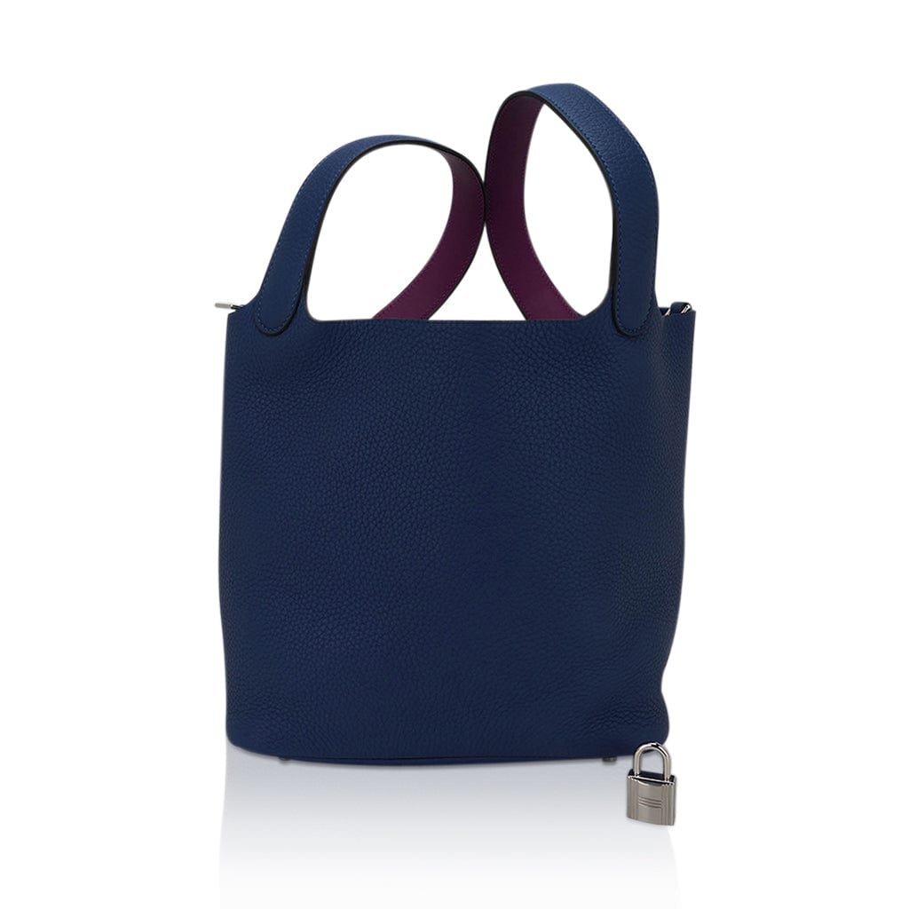 Hermes Hermes Picotin Lock Eclat 22 Bag Deep Blue Anemone Clemence Palladium