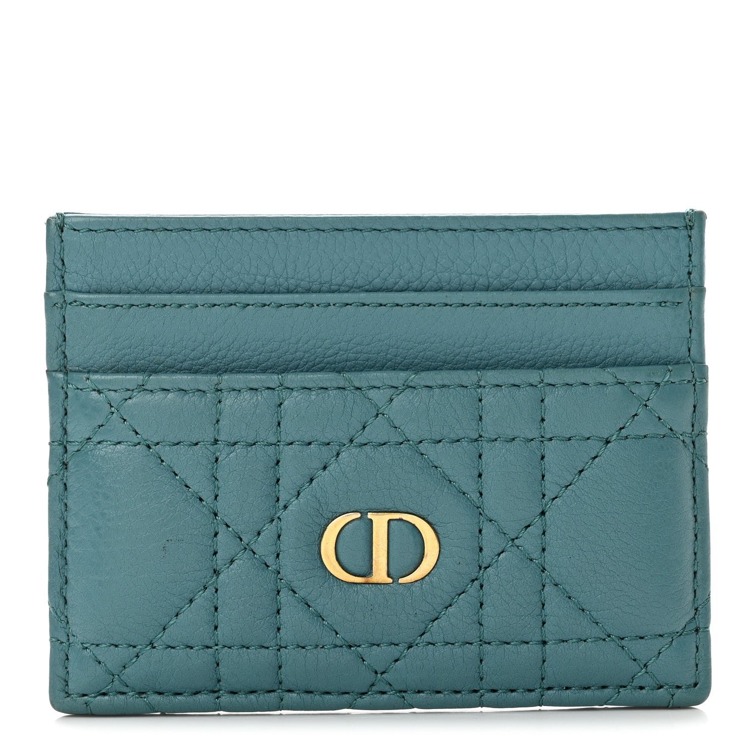 Christian Dior Lambskin Cannage Caro Freesia Card Holder Cloud Blue