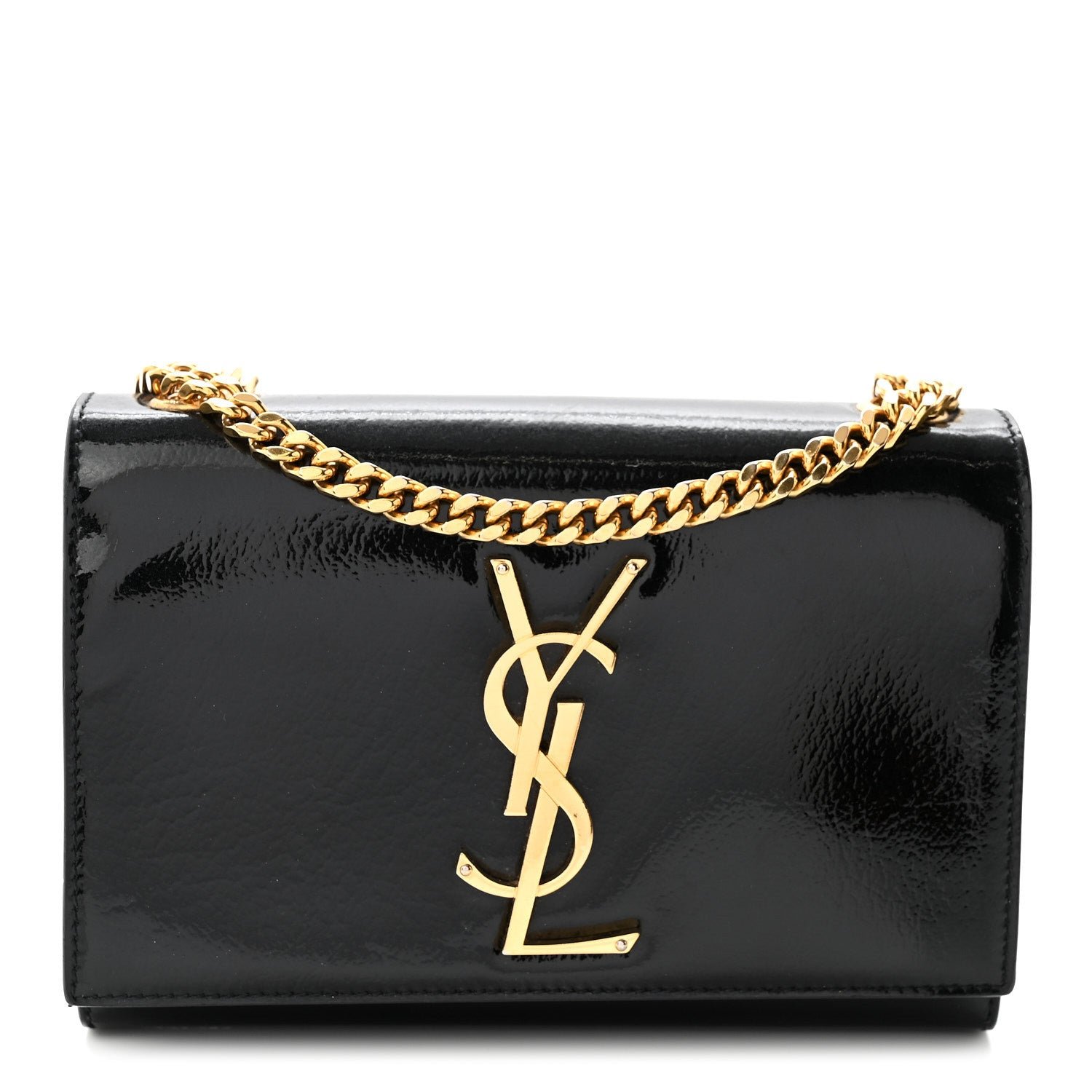 Saint Laurent Patent Small Monogram Kate Satchel Black