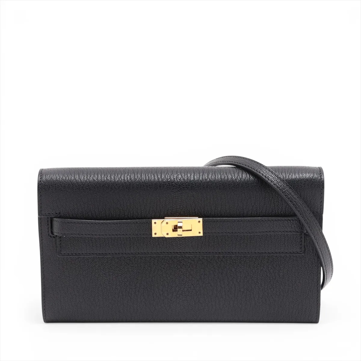 Hermès Kelly Wallet Togo Chevre Black Silver Metal Fittings