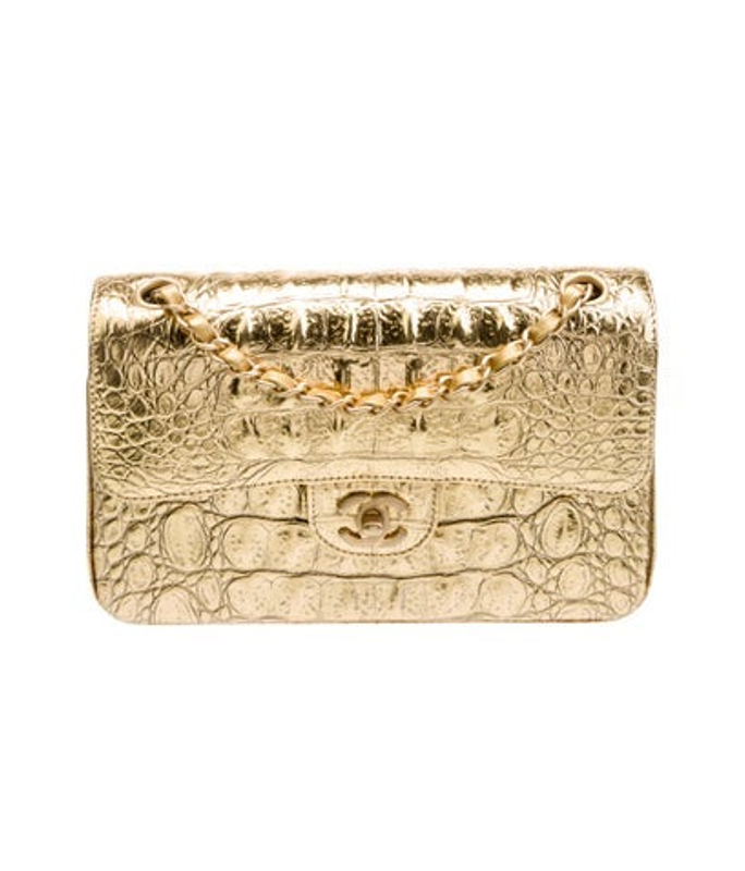 Chanel 2019 Paris New York Small Coco Croc Embossed Classic Double Flap Bag