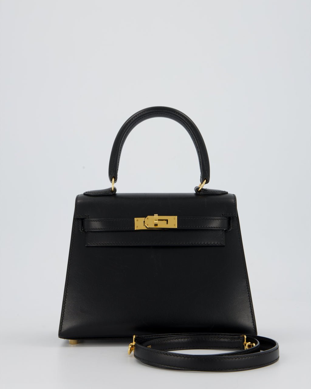 Hermès Vintage Mini Kelly II 20 Bag in Black Box Leather with Gold Hardware