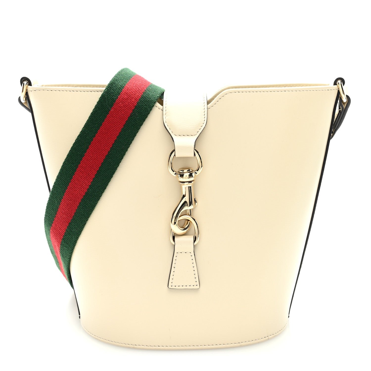 Gucci Tritone Calfskin Web Mini Ophidia Bucket Bag Ivory