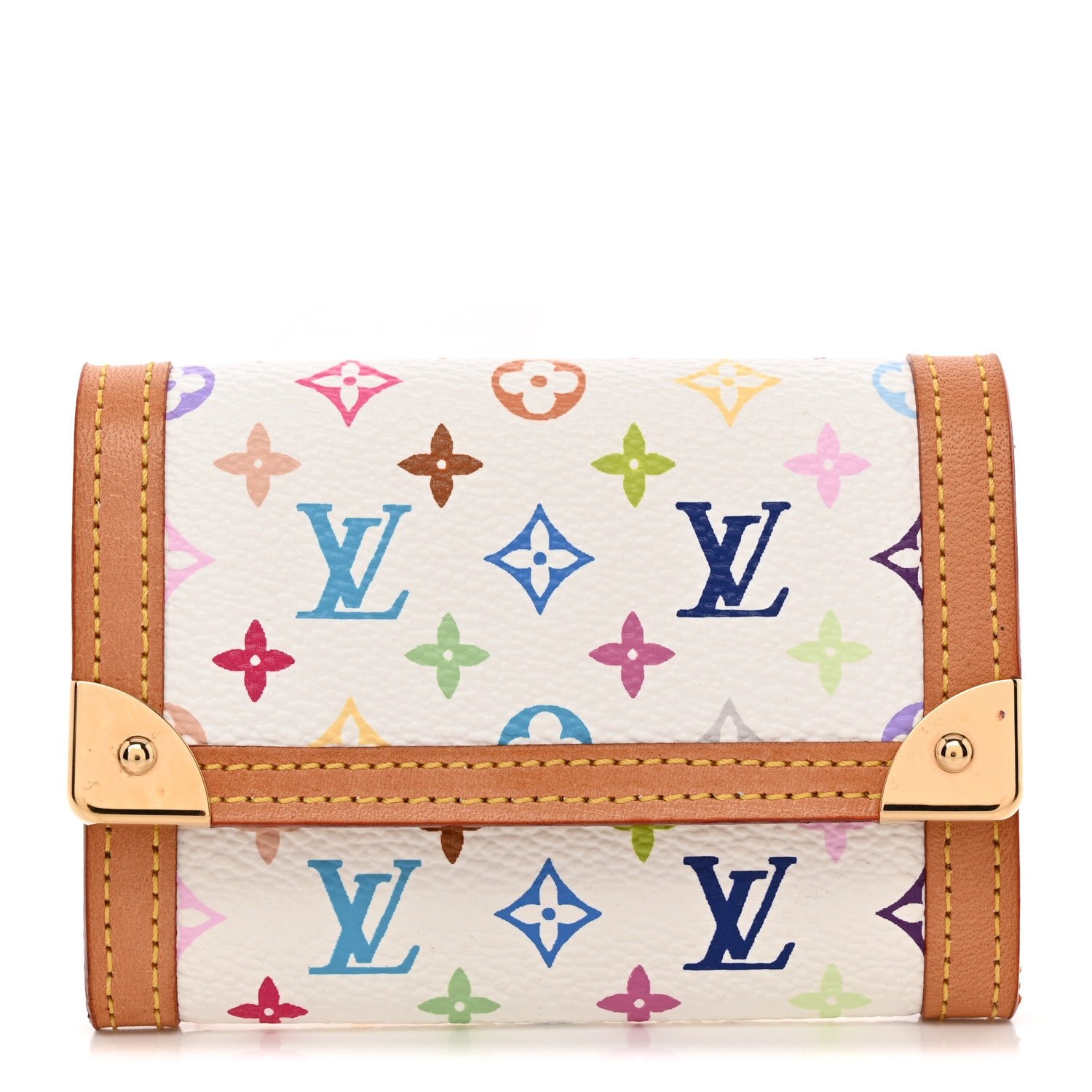Louis Vuitton Monogram Multicolor Porte-Monnaie Plat Coin Purse White