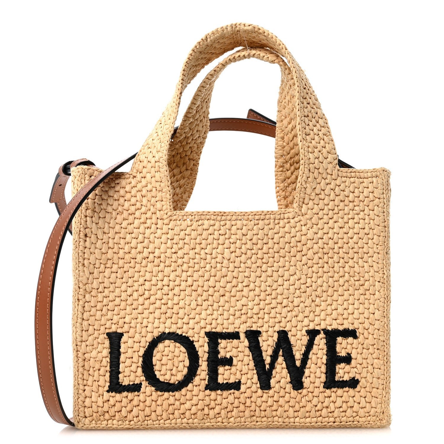 Loewe X PAULA'S IBIZA Raffia Small Font Tote Natural Tan
