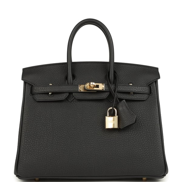 Hermes Hermes Birkin 25 Black Togo Permabrass Hardware