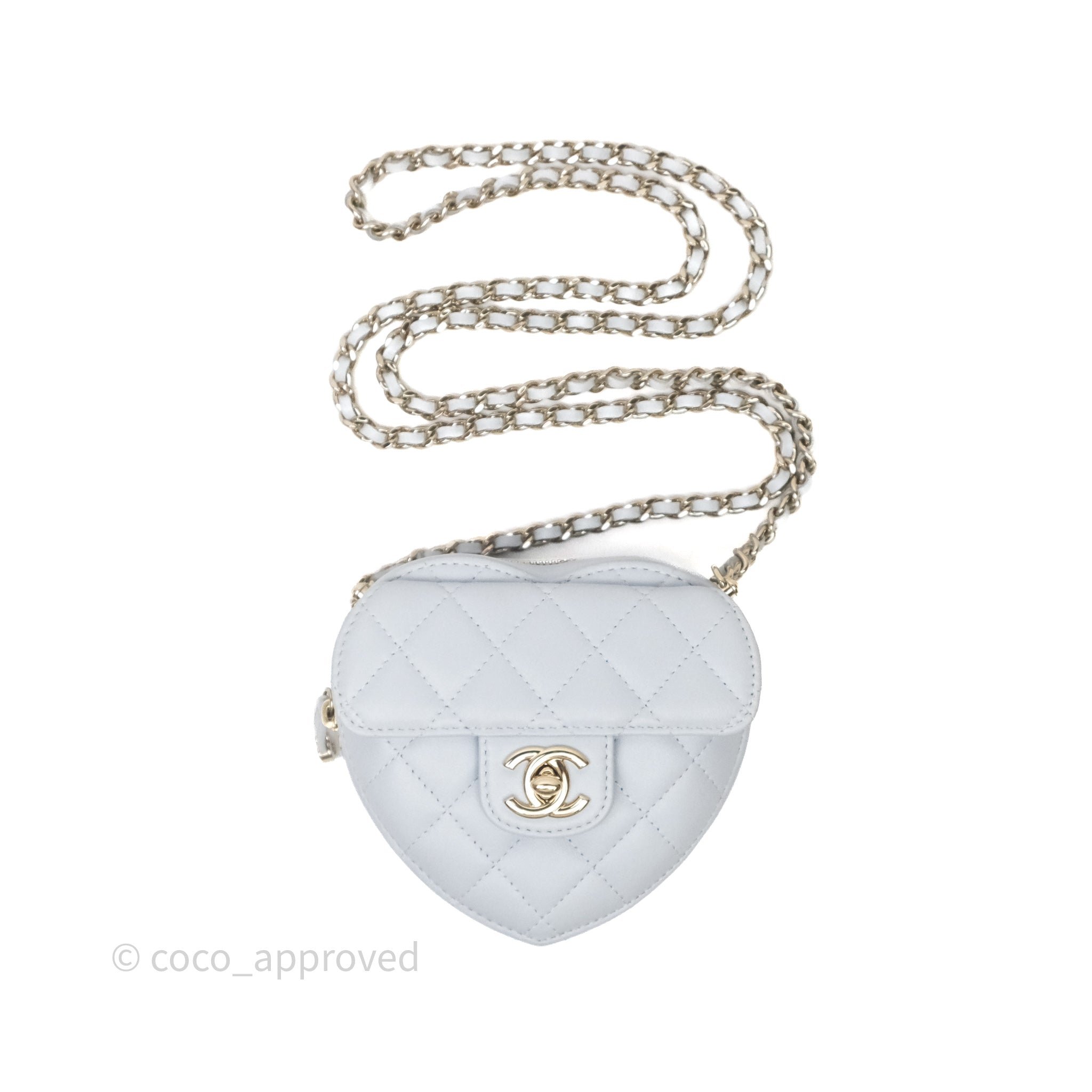 Chanel Heart Bag Light Blue Lambskin Gold Hardware