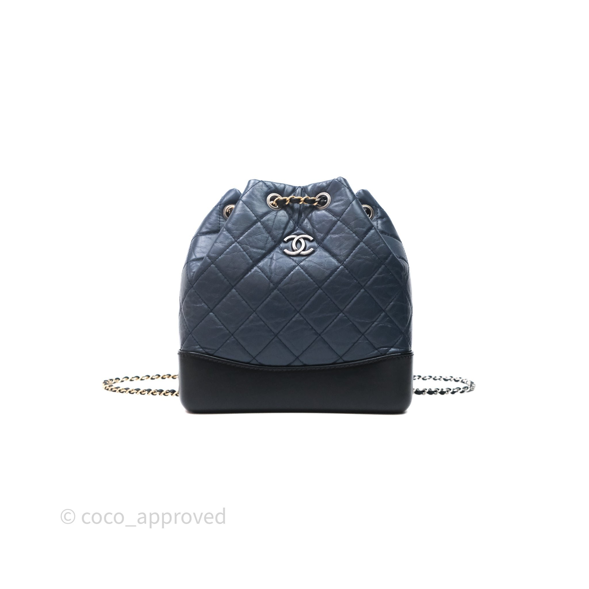 Chanel Gabrielle Backpack Blue Aged Calfskin Small