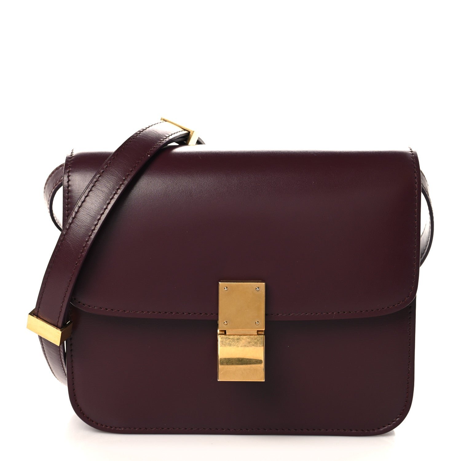 Celine Box Calfskin Teen Classic Box Flap Bag Burgundy