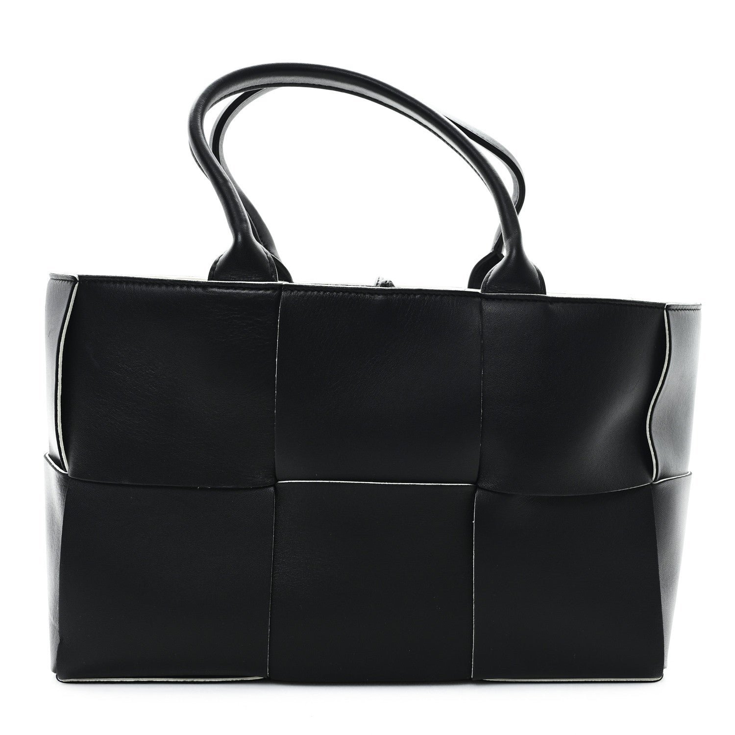 Bottega Veneta Nappa Maxi Intrecciato Small Arco Tote Black White