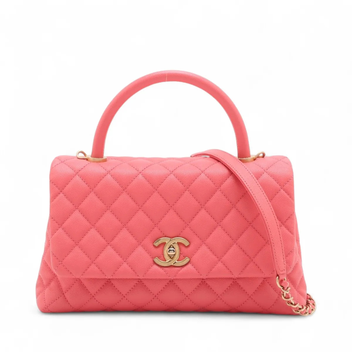 Chanel Coco handle 29 S Caviar Skin 2 Way Handbag Pink Gold Metal Fittings 27th