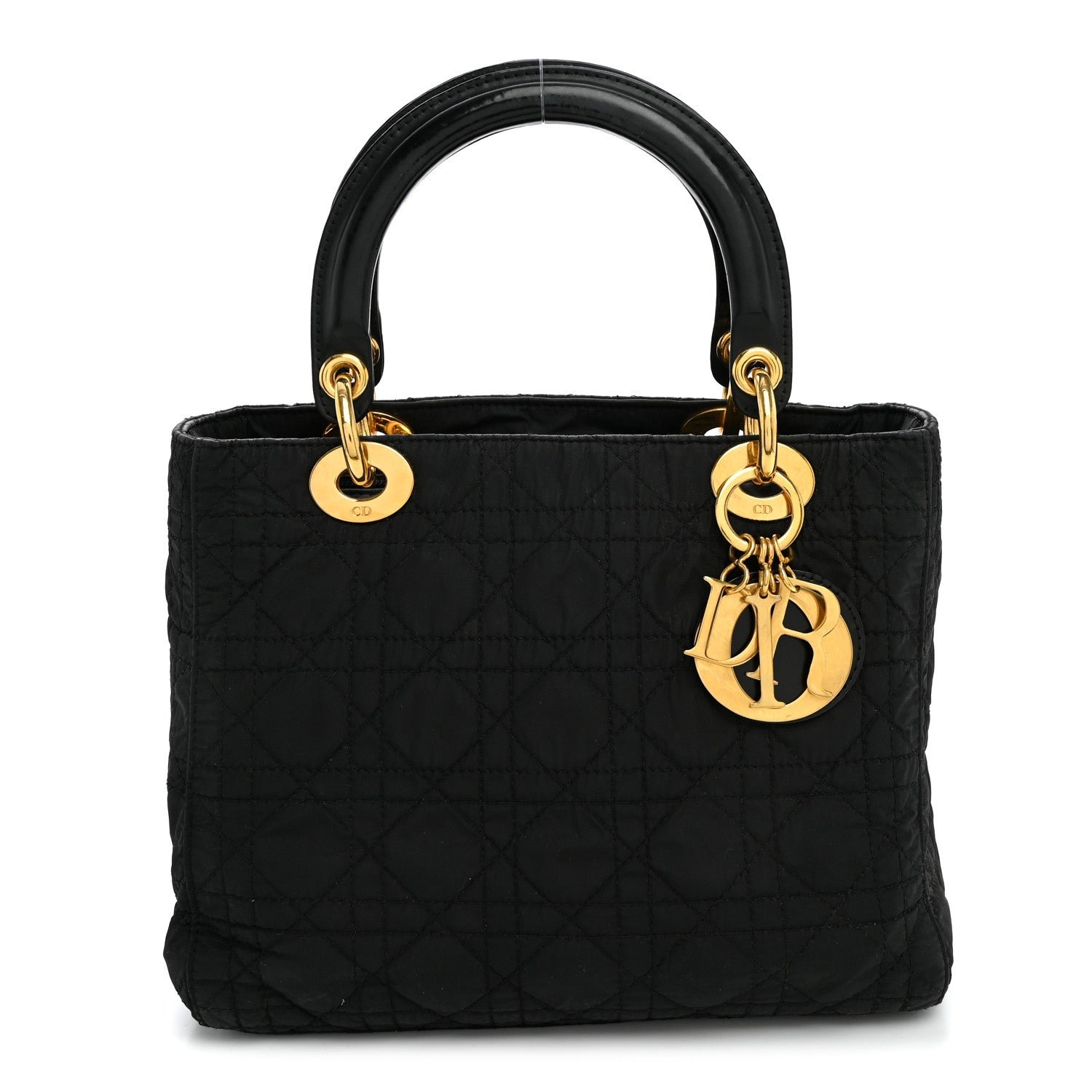 Christian Dior Nylon Cannage Medium Lady Dior Black