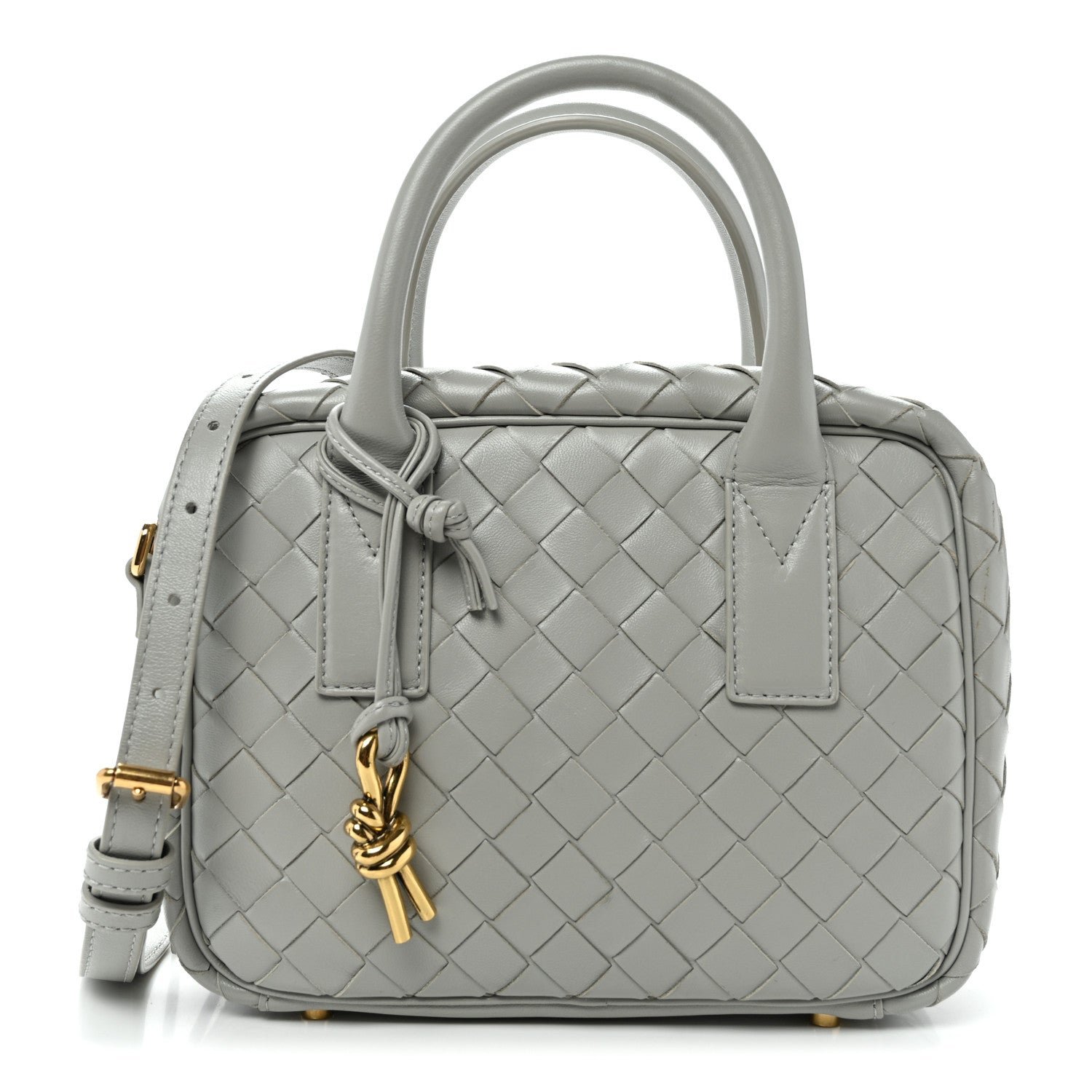 Bottega Veneta Lambskin Intrecciato Small Getaway Agate Grey