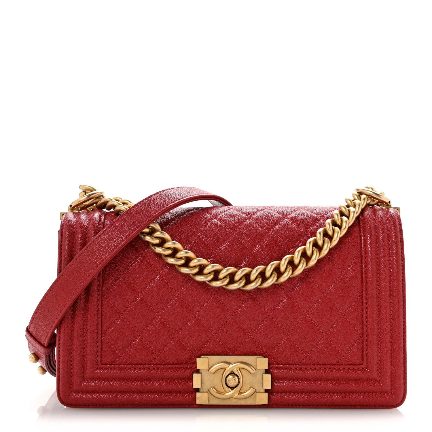 Chanel Caviar Quilted Medium Boy Flap Red