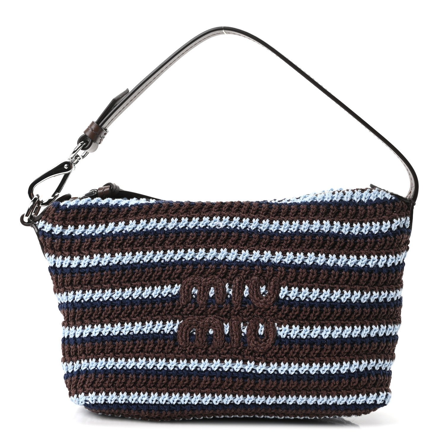 Miu Miu Fabric Crochet Mini Spirit Bag Cacao Celeste