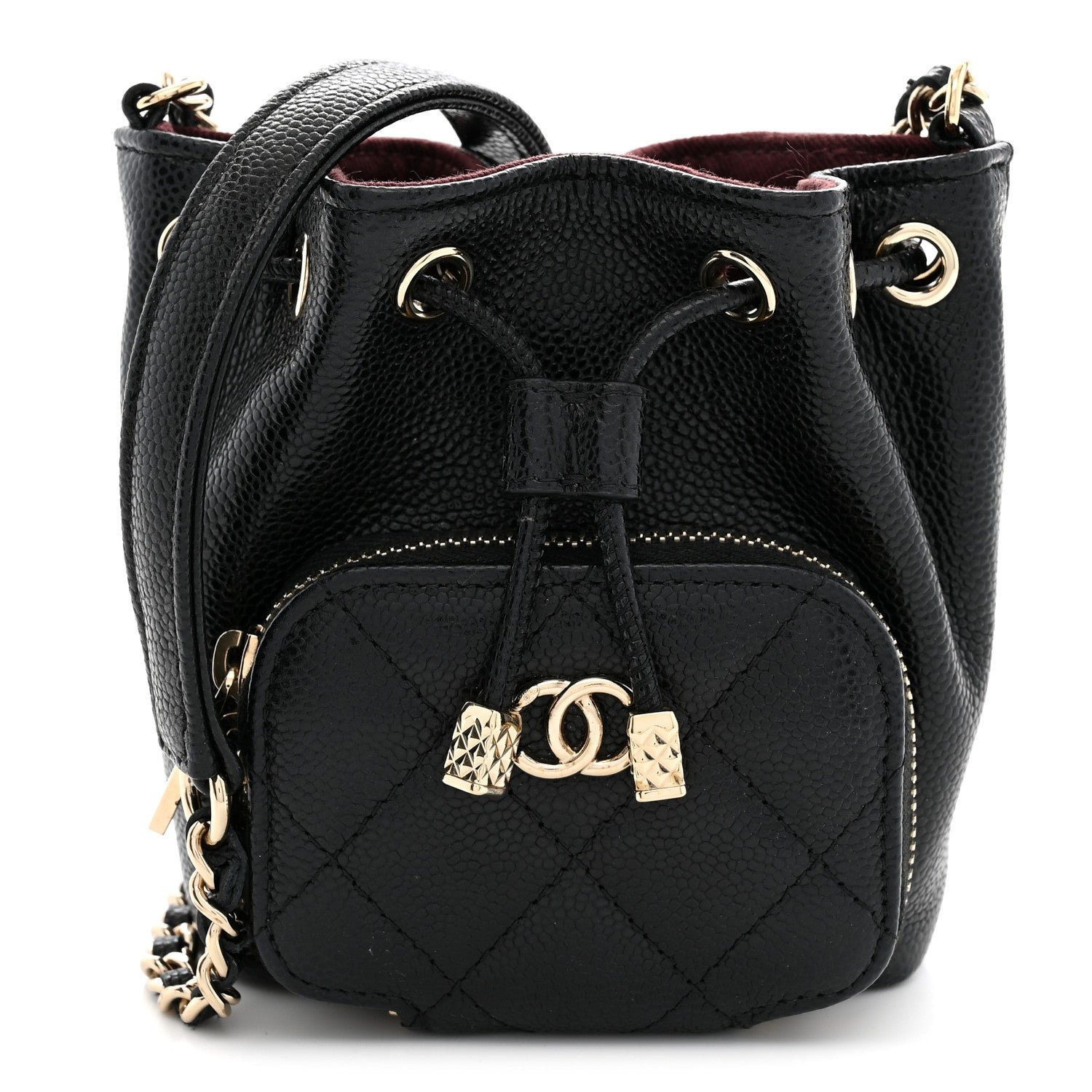Chanel Caviar Quilted Mini CC Pocket Bucket Bag Black