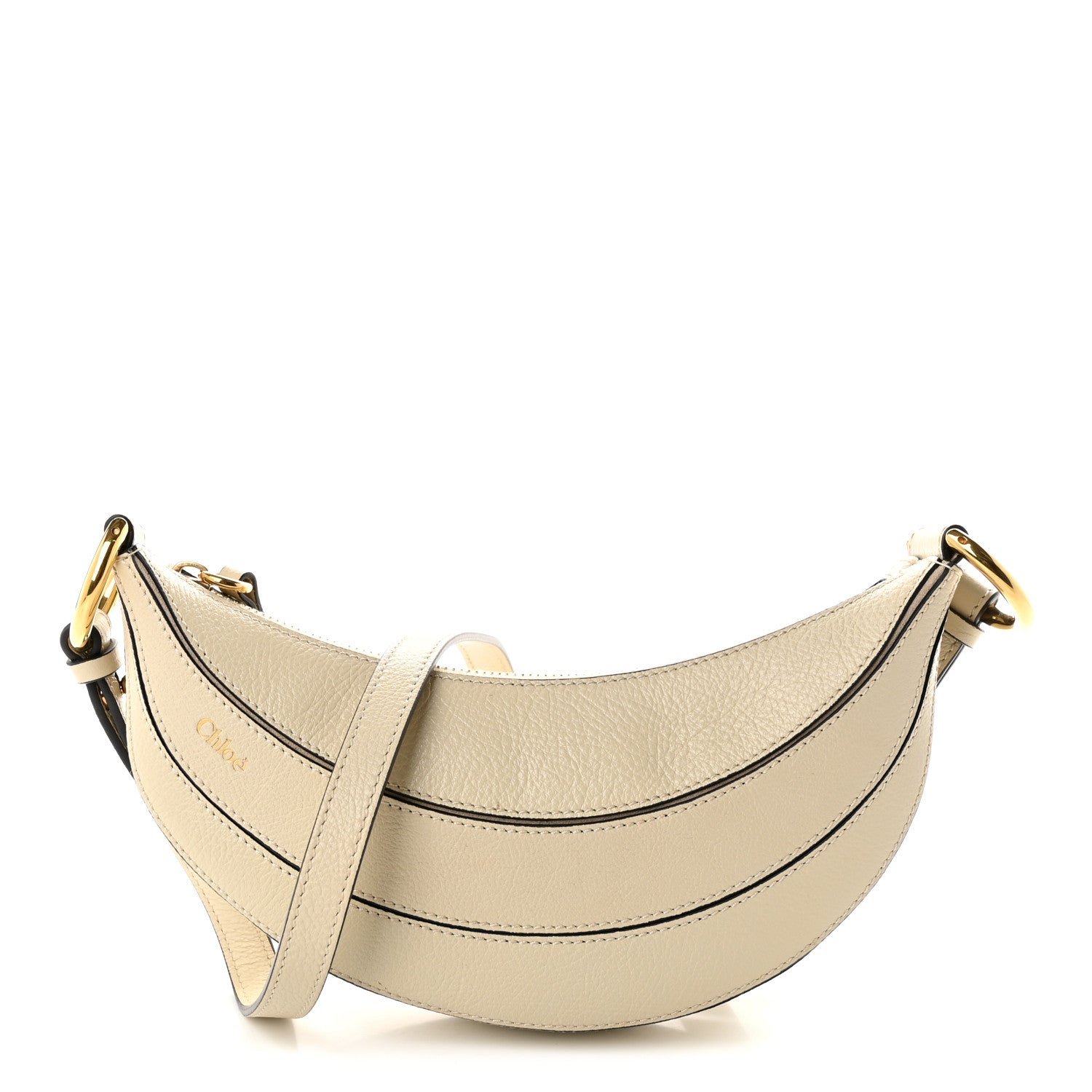 Chloe Chloe Grained Calfskin Banana Crossbody Bag Vegetal Beige